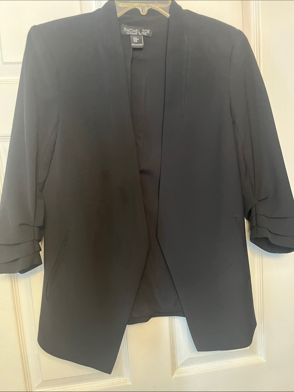 Rachel Zoe Black Open-Front Tailored Jacket